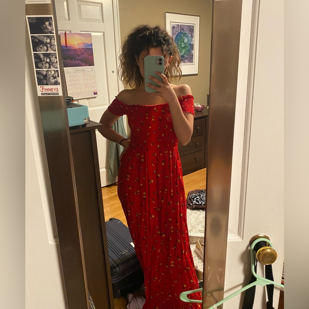 Red Floral Maxi Gown